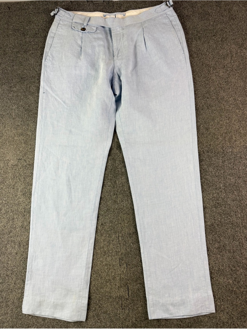 Suitsupply Brentwood Mens Linen Blend Adjustable Waist Pants Size 32x31 Blue